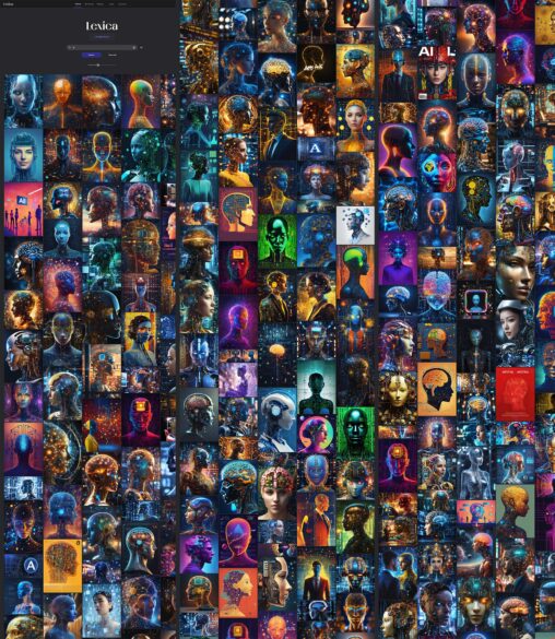 Search engine site Lexica where the search is for -- ai -- the results are hundreds if not thousands of robot heads